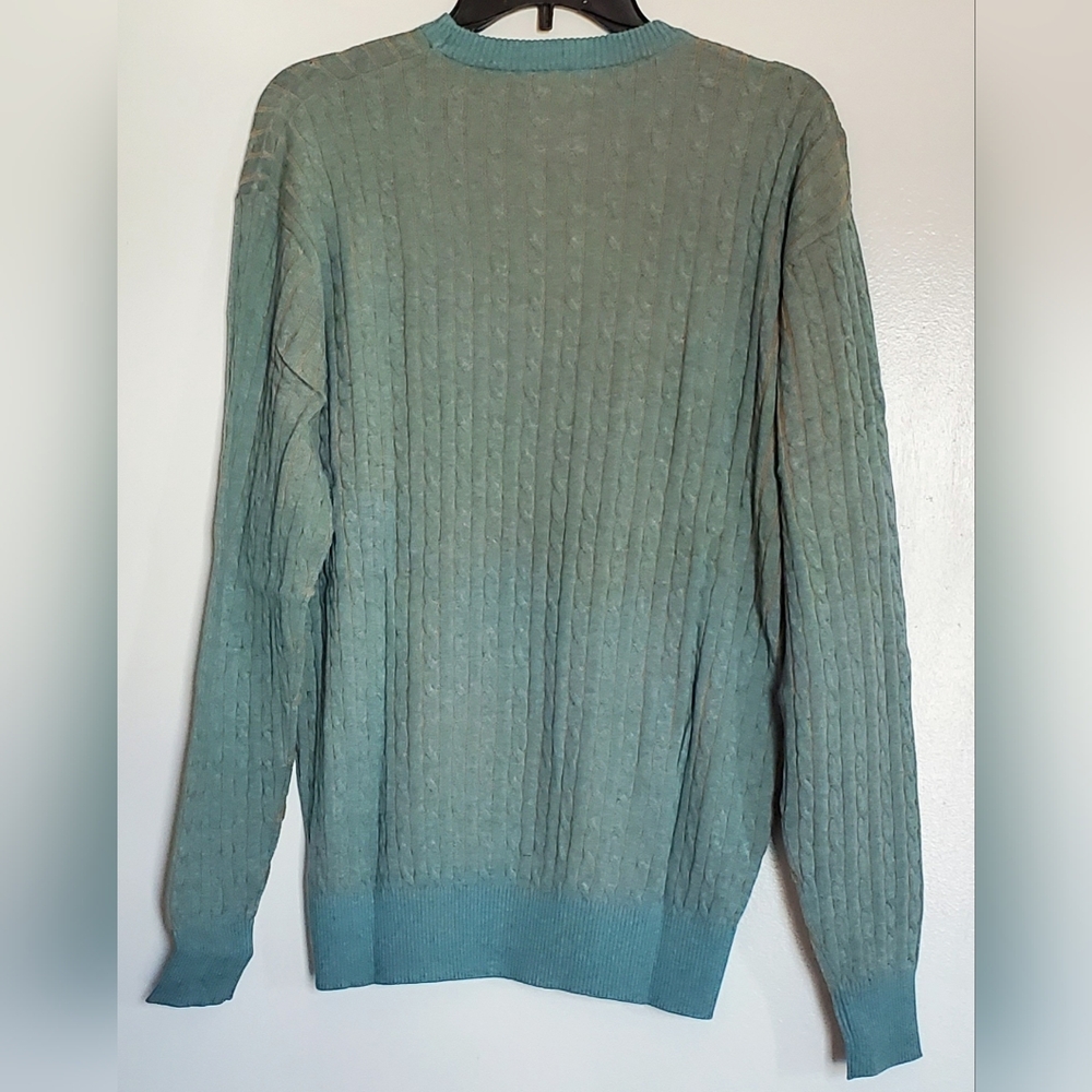 Belford Teal and Sandstone Cable Knit Sweater - Picture 2 of 8